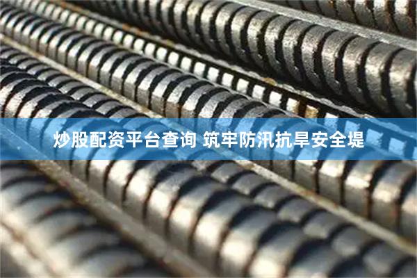 炒股配资平台查询 筑牢防汛抗旱安全堤